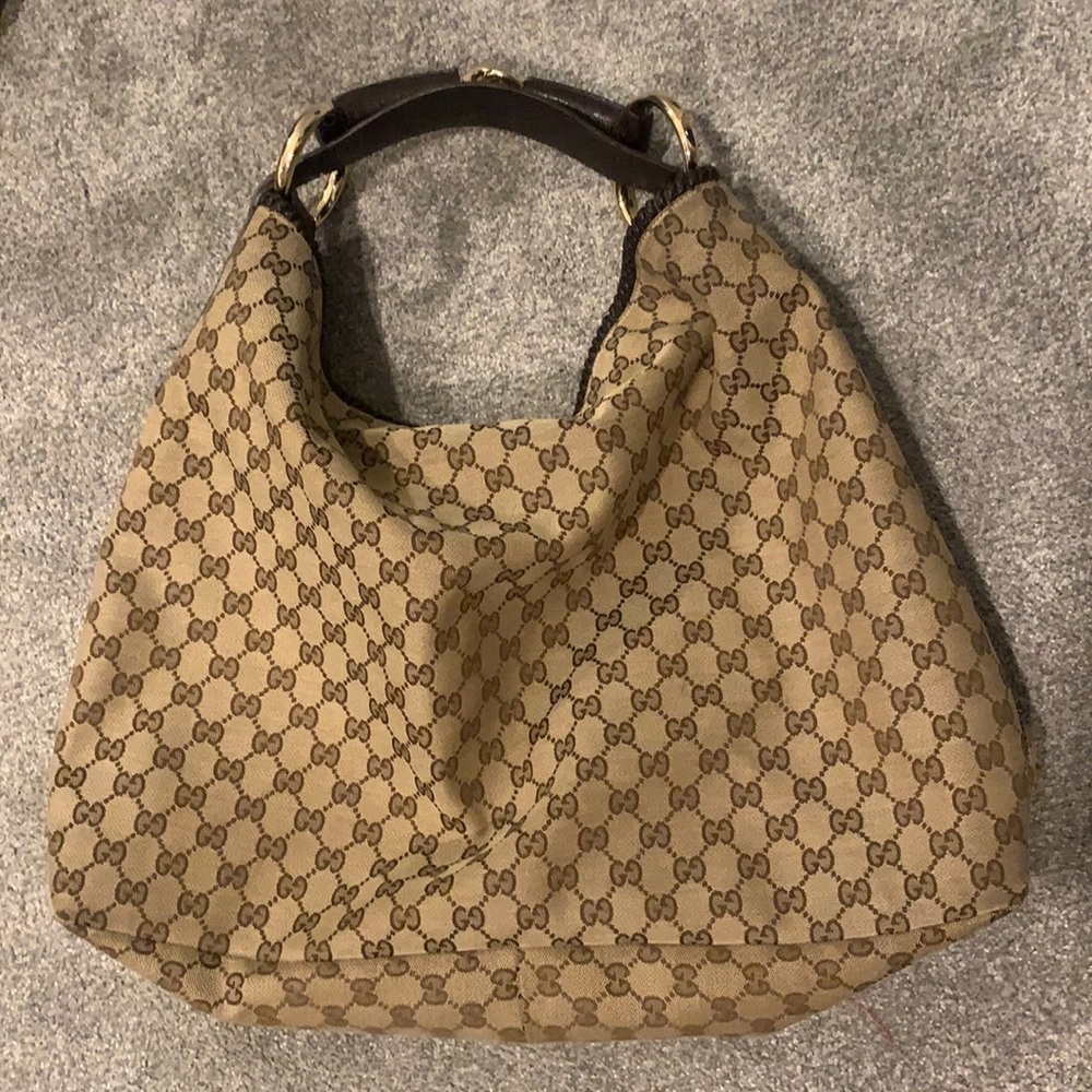 Authentic Gucci large horsebit hobo bag